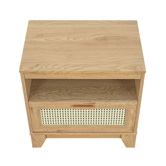 Manhattan Comfort Sheridan Modern Cane Nightstand - Natural
