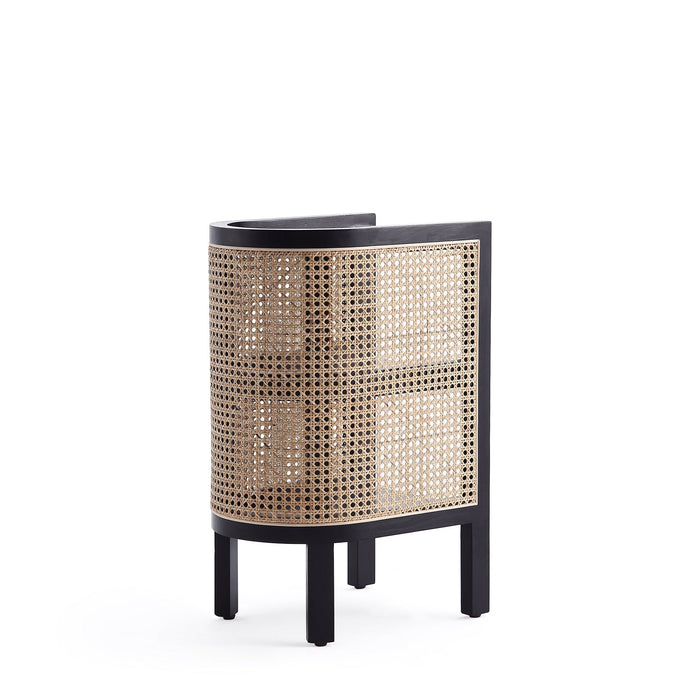 Manhattan Comfort Versailles End Table - Black & Natural Cane