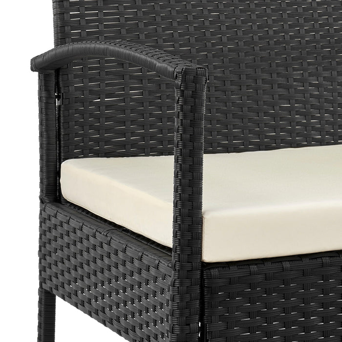 Manhattan Comfort Noli Steel Rattan 3-Piece Patio Conversation Set - Cream