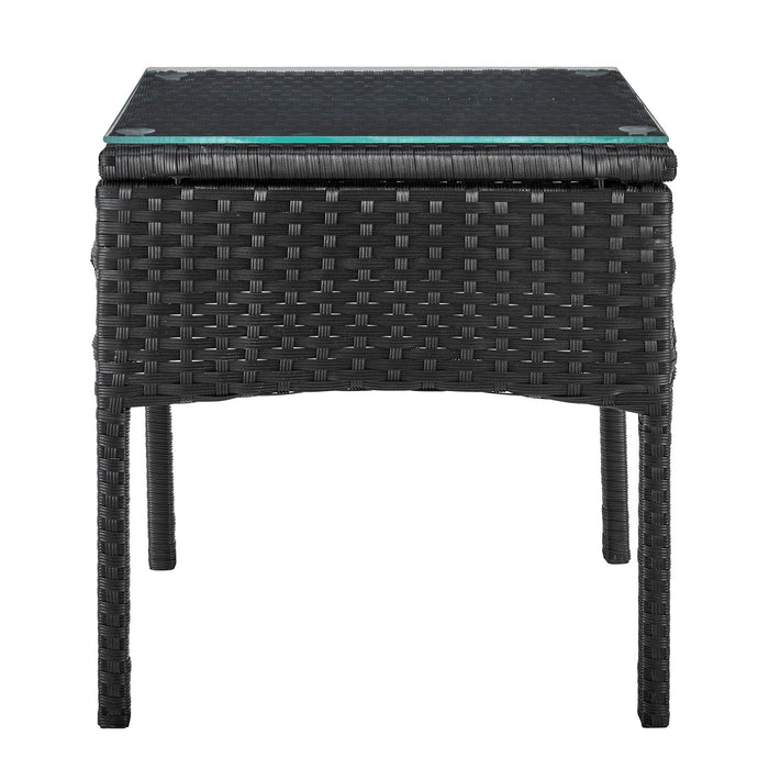Manhattan Comfort Noli Steel Rattan 3-Piece Patio Conversation Set - Cream