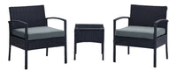 Manhattan Comfort Noli Steel Rattan 3-Piece Patio Conversation Set - Grey