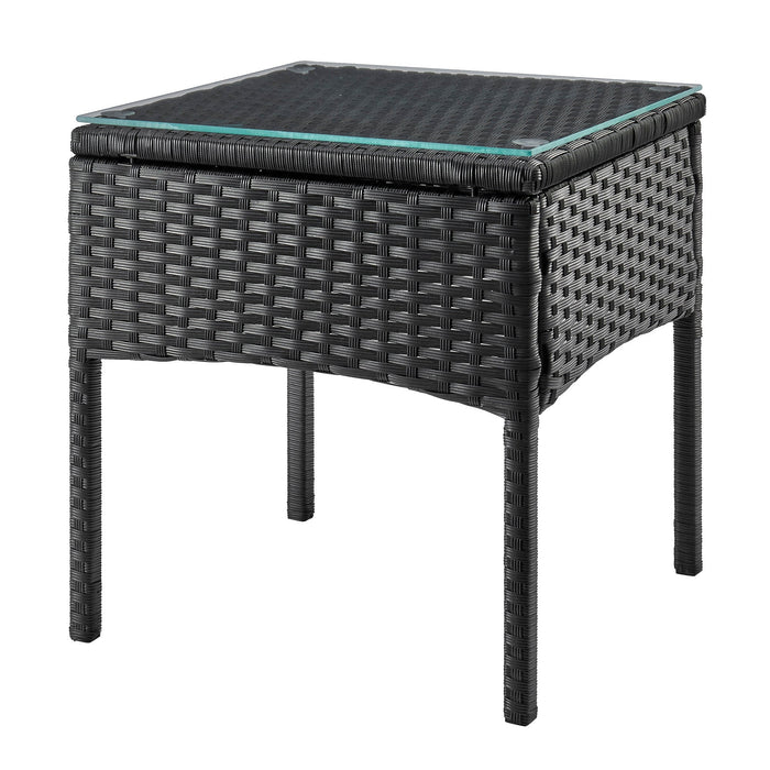 Manhattan Comfort Noli Steel Rattan 3-Piece Patio Conversation Set - Grey
