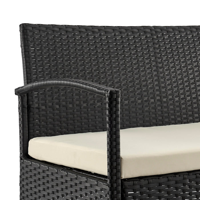 Manhattan Comfort Noli Steel Rattan 4-Piece Patio Conversation Set with Cushions - Cream