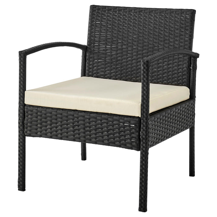 Manhattan Comfort Noli Steel Rattan 4-Piece Patio Conversation Set with Cushions - Cream