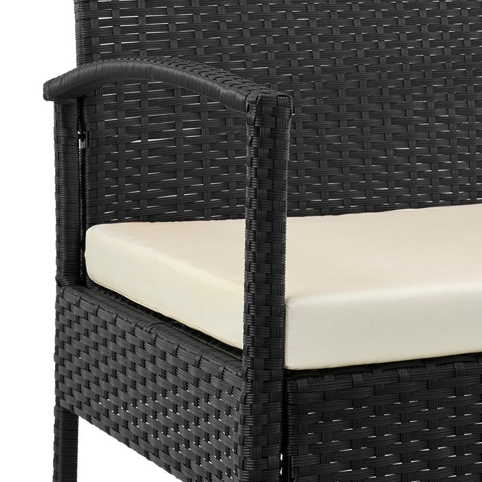 Manhattan Comfort Noli Steel Rattan 4-Piece Patio Conversation Set with Cushions - Cream