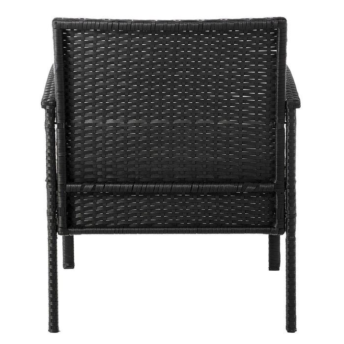 Manhattan Comfort Noli Steel Rattan 4-Piece Patio Conversation Set with Cushions - Cream