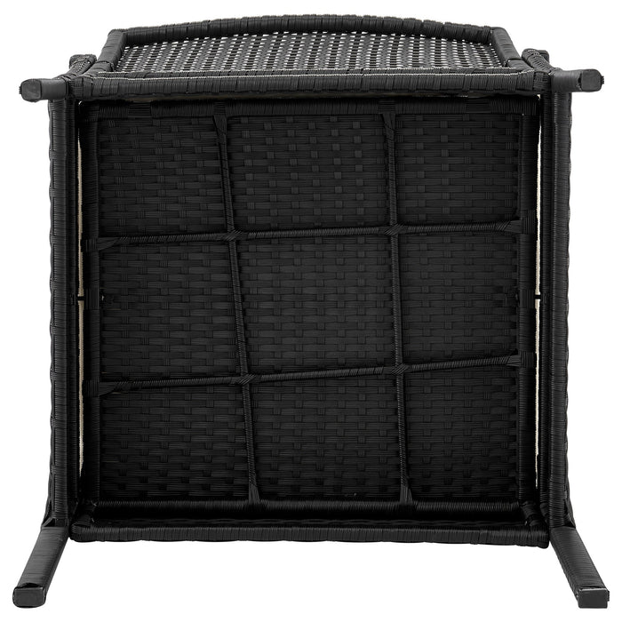 Manhattan Comfort Noli Steel Rattan 4-Piece Patio Conversation Set with Cushions - Cream