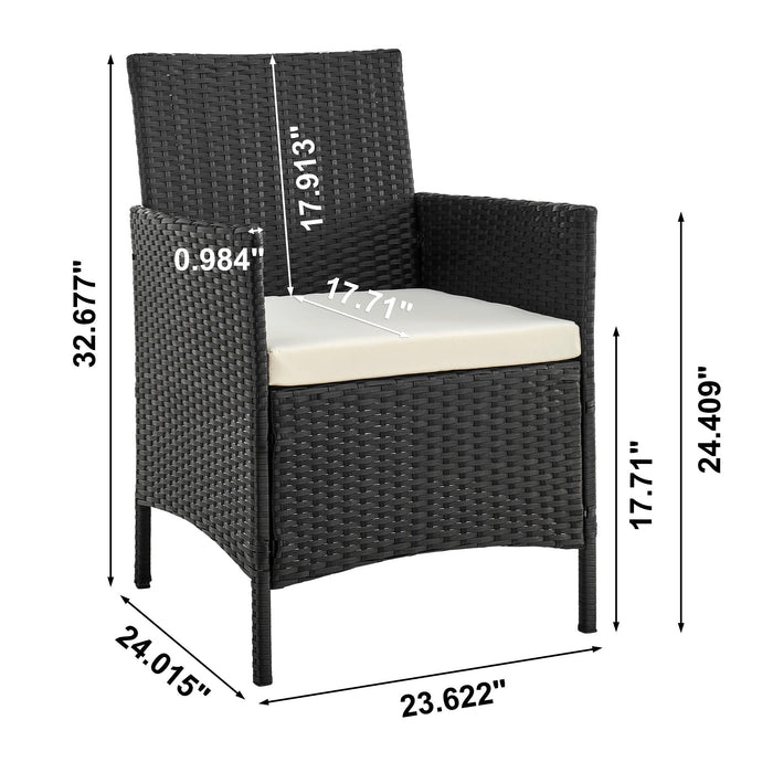 Manhattan Comfort Imperia Steel Rattan 4-Piece Patio Conversation Set - Cream