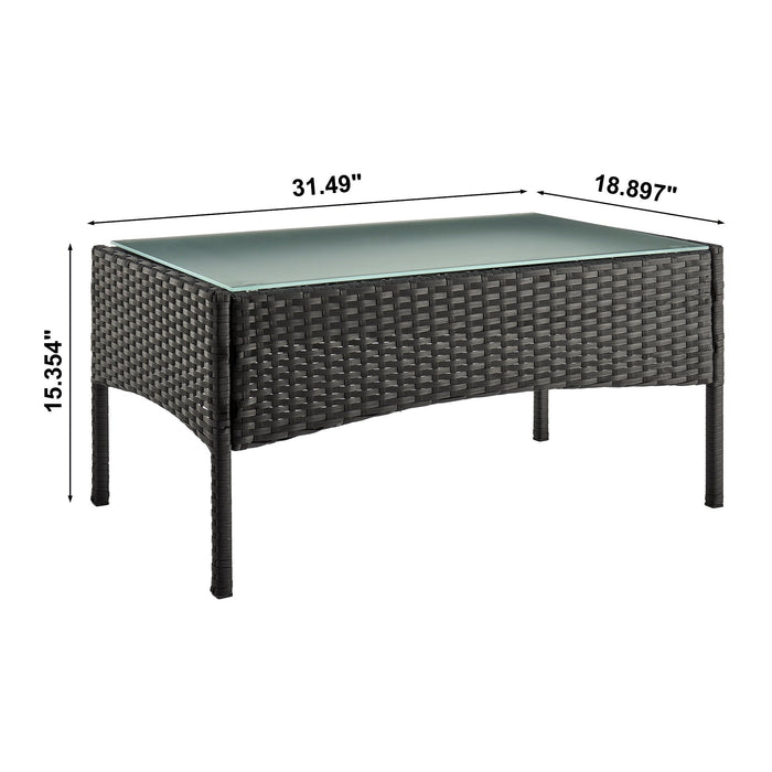 Manhattan Comfort Imperia Steel Rattan 4-Piece Patio Conversation Set - Cream