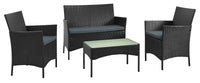 Manhattan Comfort Imperia Steel Rattan 4-Piece Patio Conversation Set with Cushions - Grey