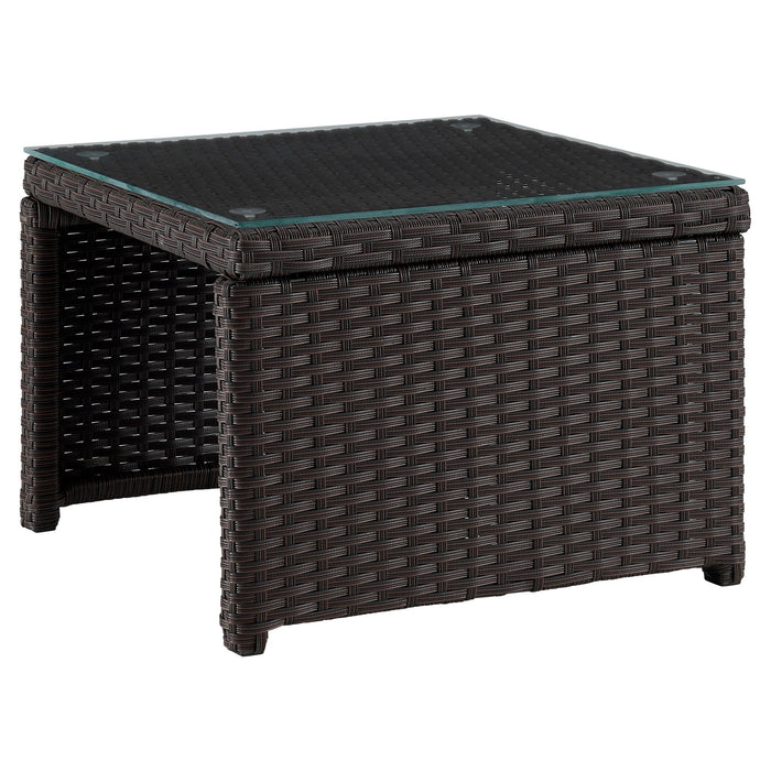 Manhattan Comfort Menton Steel Rattan 2-Piece Chair Lounge & 2-Seater with Coffee Table Patio Set - Cream