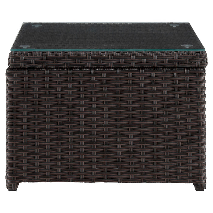 Manhattan Comfort Menton Steel Rattan 2-Piece Chair Lounge & 2-Seater with Coffee Table Patio Set - Grey