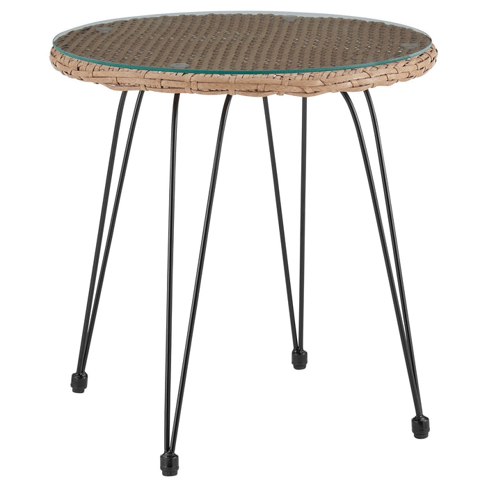 Manhattan Comfort Antibes 1.0 Steel Rattan 3-Piece Patio Conversation Set - Cream