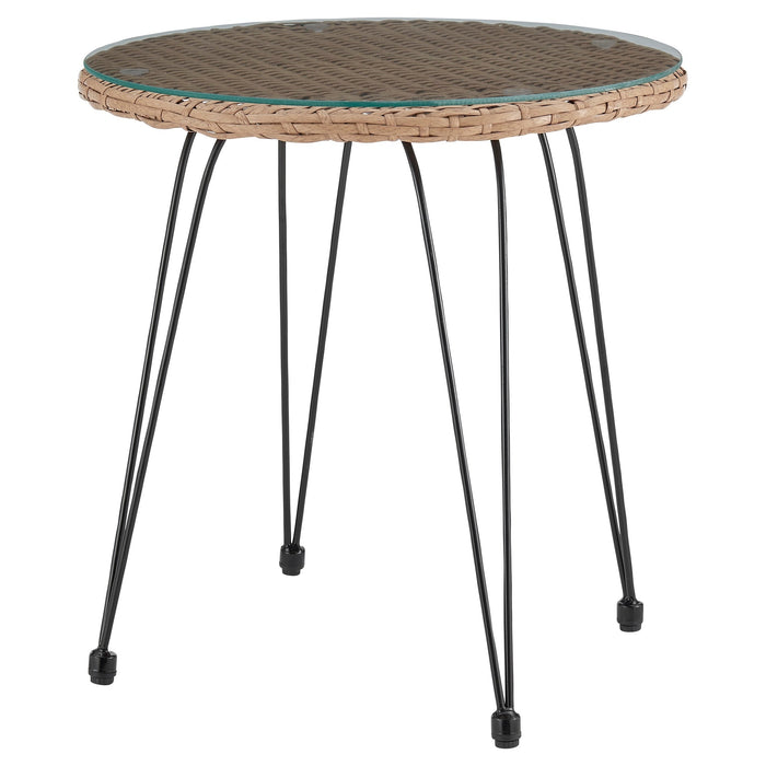 Manhattan Comfort Antibes 1.0 Steel Rattan 3-Piece Patio Conversation Set - Cream