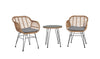 Manhattan Comfort Antibes 1.0 Steel Rattan 3-Piece Patio Conversation Set - Grey