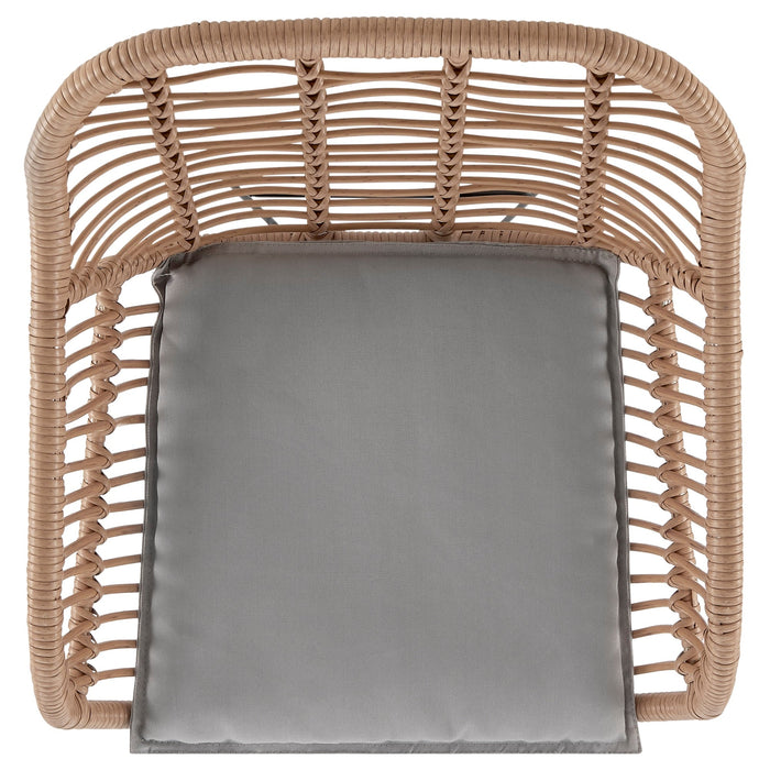 Manhattan Comfort Antibes 1.0 Steel Rattan 3-Piece Patio Conversation Set - Grey