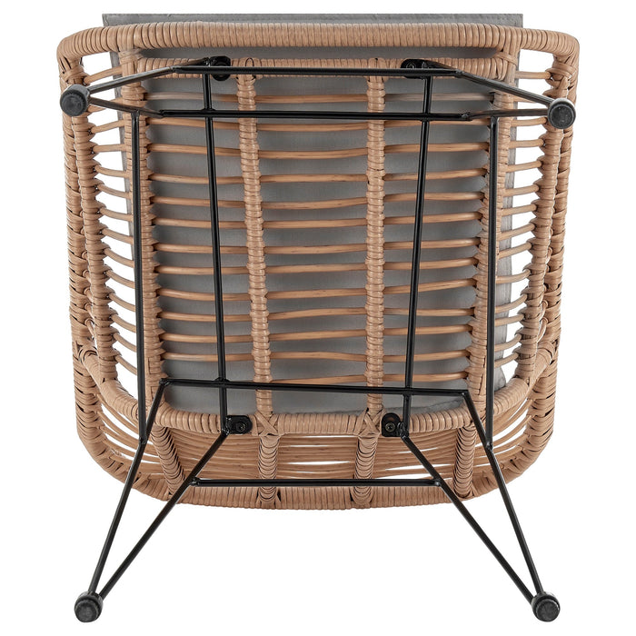 Manhattan Comfort Antibes 1.0 Steel Rattan 3-Piece Patio Conversation Set - Grey