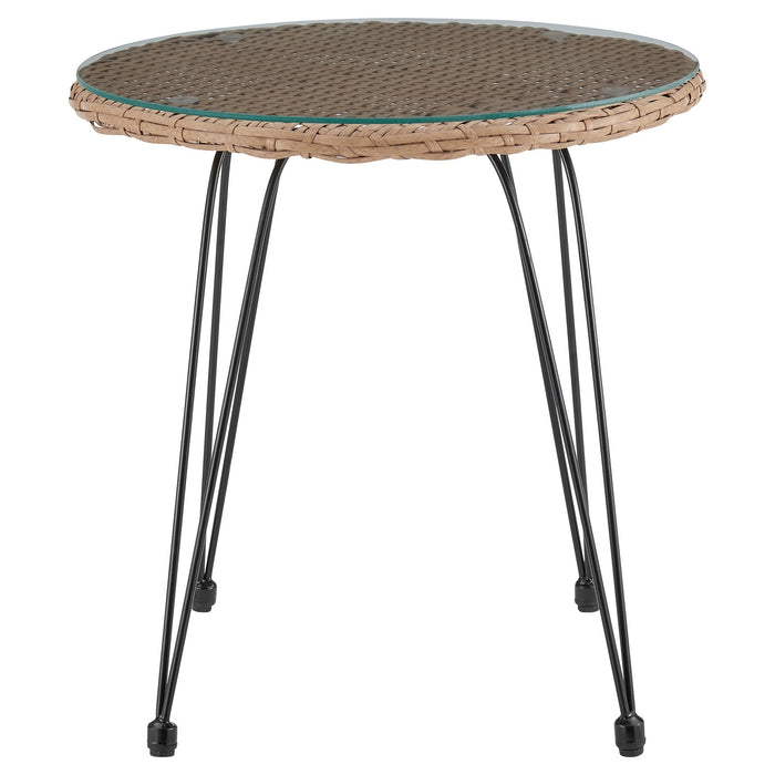 Manhattan Comfort Antibes 1.0 Steel Rattan 3-Piece Patio Conversation Set - Grey
