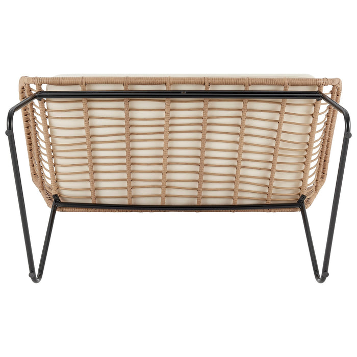 Manhattan Comfort Antibes 2.0 Steel Rattan 4-Piece Patio Conversation Set - Cream