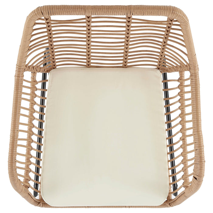 Manhattan Comfort Antibes 2.0 Steel Rattan 4-Piece Patio Conversation Set - Cream