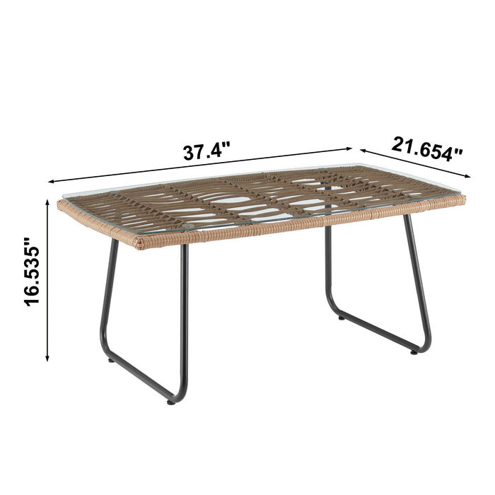 Manhattan Comfort Antibes 2.0 Steel Rattan 4-Piece Patio Conversation Set - Grey