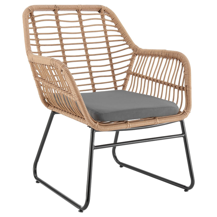 Manhattan Comfort Antibes 2.0 Steel Rattan 4-Piece Patio Conversation Set - Grey