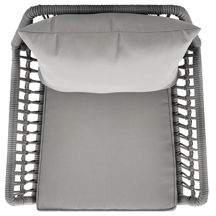 Manhattan Comfort Cannes Rope Wicker 3-Piece Patio Conversation Set - Grey