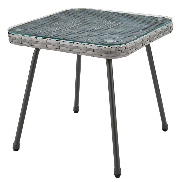 Manhattan Comfort Cannes Rope Wicker 3-Piece Patio Conversation Set - Grey