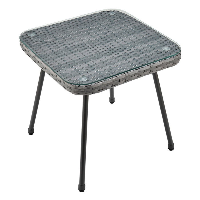 Manhattan Comfort Cannes Rope Wicker 3-Piece Patio Conversation Set - Grey