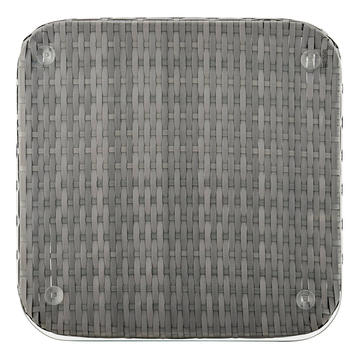 Manhattan Comfort Cannes Rope Wicker 3-Piece Patio Conversation Set - Grey