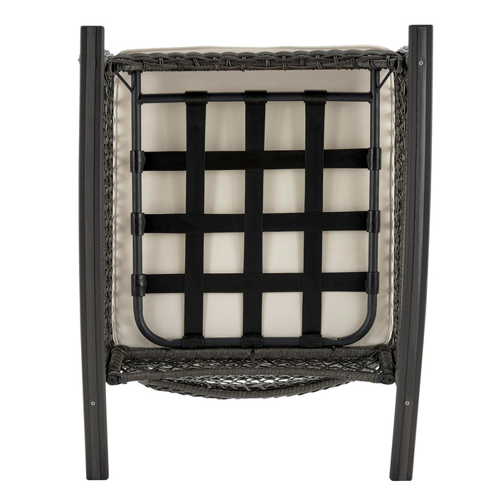 Manhattan Comfort Furttuo Steel Rattan Patio Outdoor Rocking Chair - Cream
