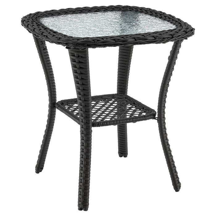 Manhattan Comfort Fruttuo Swivel Steel Rattan 3-Piece Patio Conversation Set - Cream