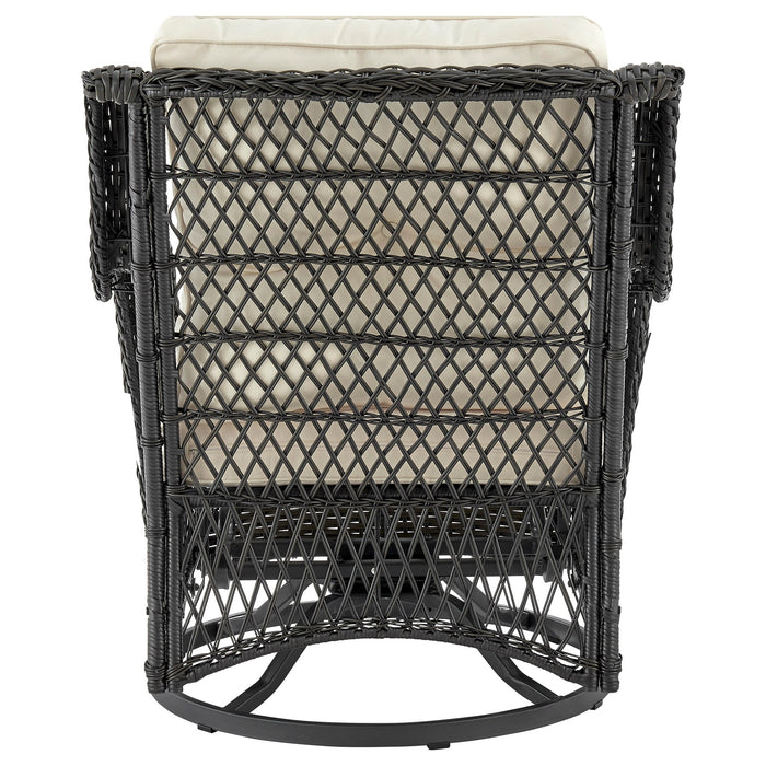 Manhattan Comfort Fruttuo Swivel Steel Rattan 3-Piece Patio Conversation Set - Cream