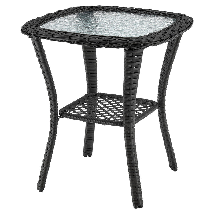 Manhattan Comfort Fruttuo Swivel Steel Rattan 3-Piece Patio Conversation Set - Cream