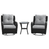 Manhattan Comfort Fruttuo Swivel Steel Rattan 3-Piece Patio Conversation Set - Grey