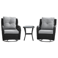 Manhattan Comfort Fruttuo Swivel Steel Rattan 3-Piece Patio Conversation Set - Grey