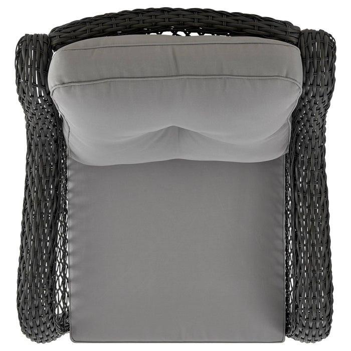 Manhattan Comfort Fruttuo Swivel Steel Rattan 3-Piece Patio Conversation Set - Grey