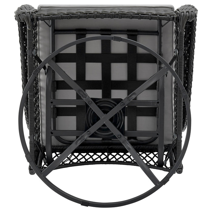 Manhattan Comfort Fruttuo Swivel Steel Rattan 3-Piece Patio Conversation Set - Grey