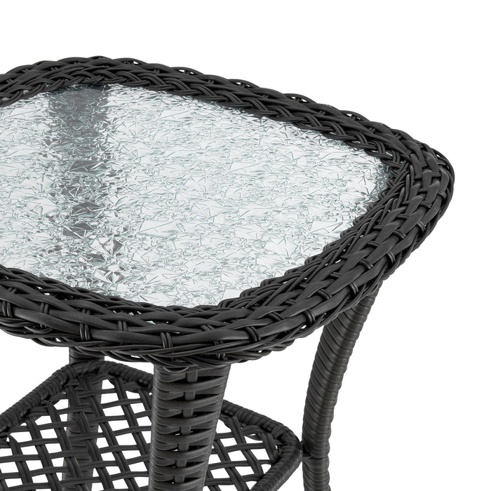 Manhattan Comfort Fruttuo Swivel Steel Rattan 3-Piece Patio Conversation Set - Grey