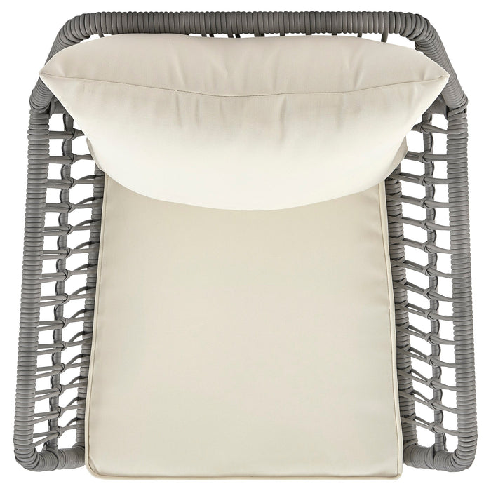 Manhattan Comfort Portofino Rope Wicker 4-Piece Patio Conversation Set with Cushions - Cream