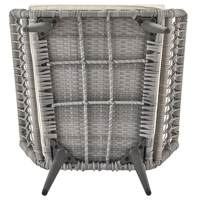 Manhattan Comfort Portofino Rope Wicker 4-Piece Patio Conversation Set with Cushions - Cream