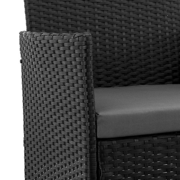Manhattan Comfort Imperia Steel Rattan 3-Piece Patio Conversation Set - Grey