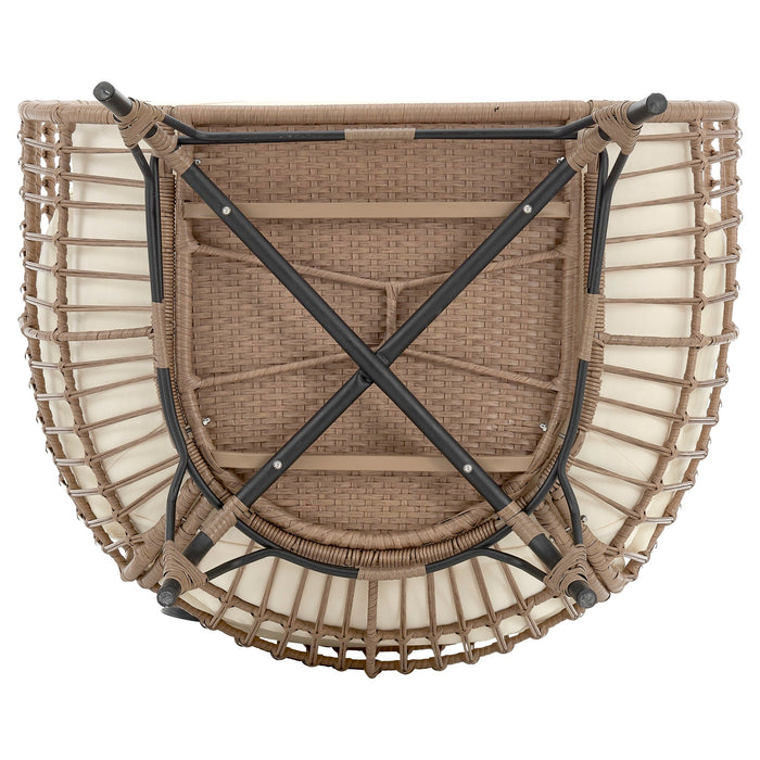 Manhattan Comfort Spezia Freestanding Steel & Rattan Patio Outdoor Egg Chair - Cream
