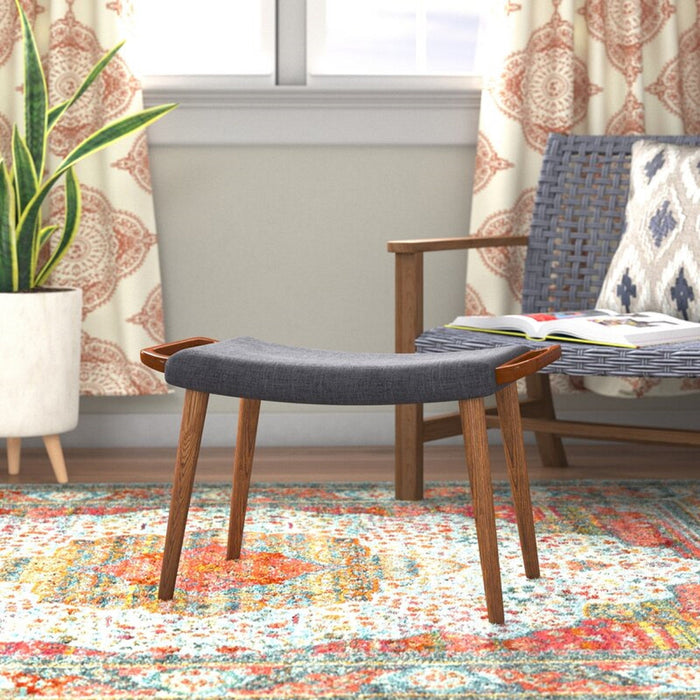 Manhattan Comfort Geta Ottoman - Charcoal & Antique Walnut