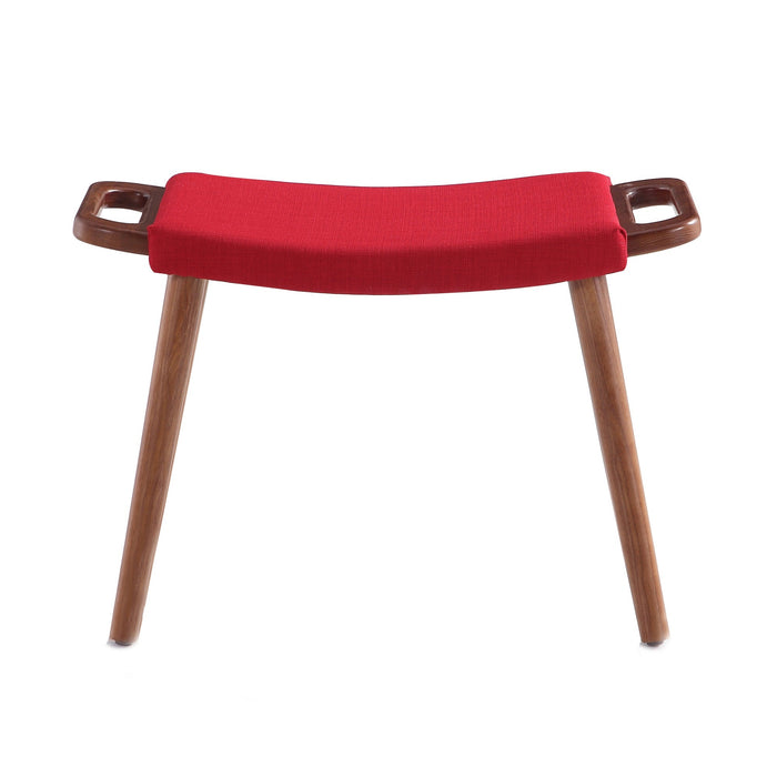 Manhattan Comfort Geta Ottoman - Red & Antique Walnut