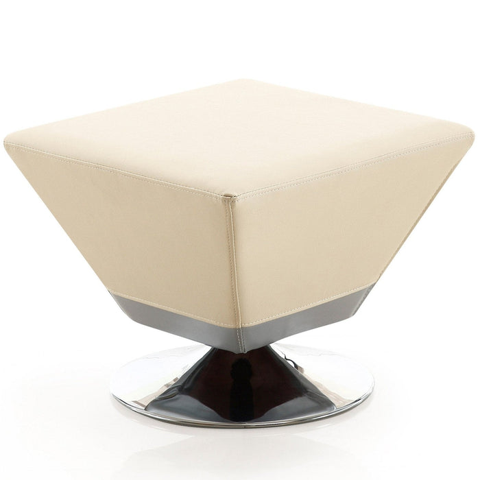 Manhattan Comfort Diamond Polished Chrome Swivel Ottoman - Tan