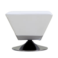 Manhattan Comfort Diamond Polished Chrome Swivel Ottoman - White