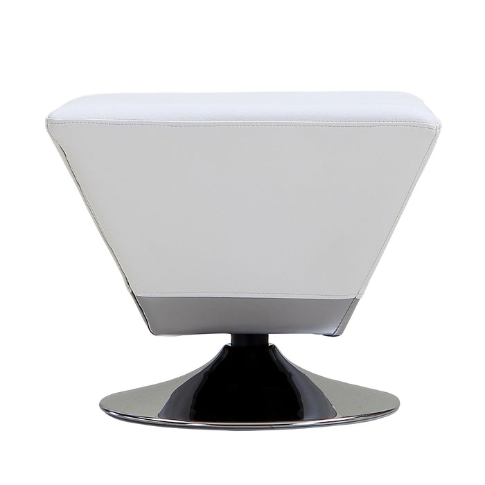 Manhattan Comfort Diamond Polished Chrome Swivel Ottoman - White