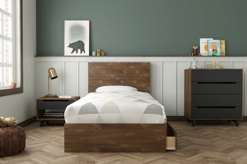 Nordika Twin Storage Platform Bed - Truffle 