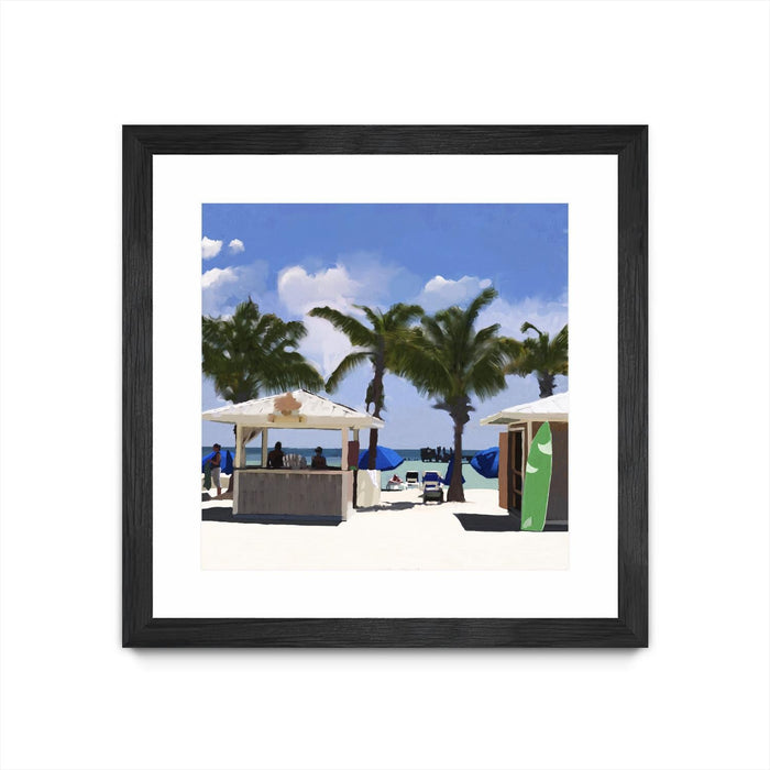 \"Key West Cabana I\" Matted and Framed Black 36x36 Wall Art